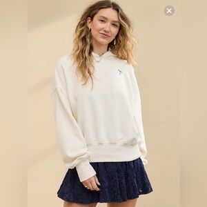 Aerie Cropped Hoodie NWT Embroidered Bow Sweatshirt